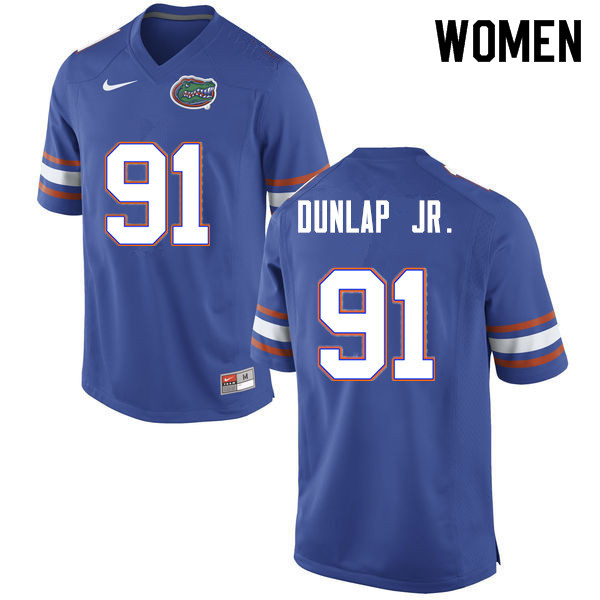 Women #91 Marlon Dunlap Jr. Florida Gators College Football Jerseys Sale-Blue - Click Image to Close
